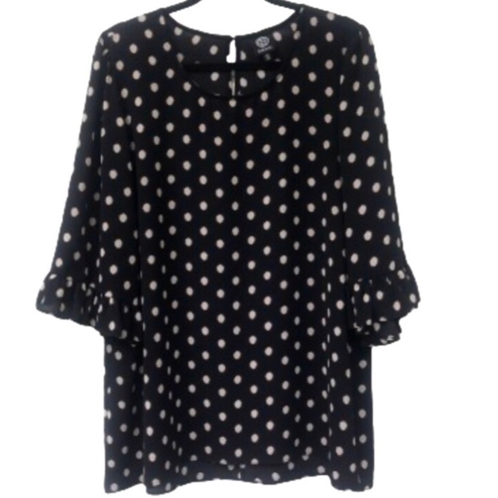 Bobeau polka dot ruffle blouse 2X